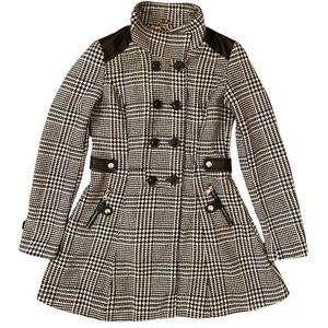 Celsius Premium Women's Size S Black White Houndstooth Frock Coat Faux Leather